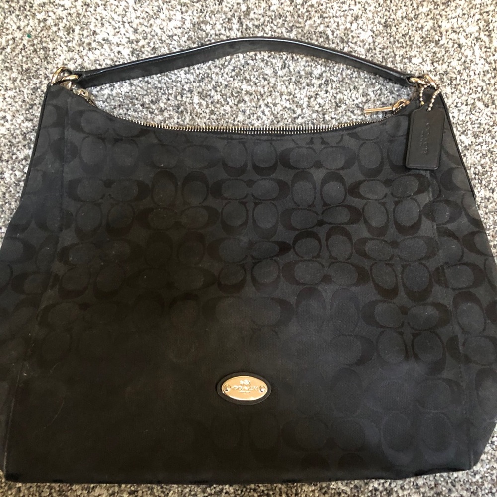Coach black hobo signature bag